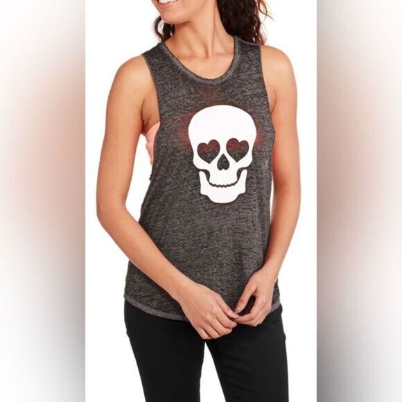 No Boundaries Tops - NWT No Boundaries Juniors Black Burnout Skull Tank Top - Size 16/XL